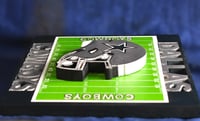 Image 7 of Dallas Cowboys Hand Crafted NFL 3D Wooden Team Helmet Wall Hanging Artwork. 