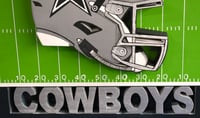 Image 10 of Dallas Cowboys Hand Crafted NFL 3D Wooden Team Helmet Wall Hanging Artwork. 