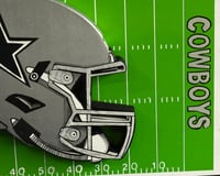 Image 12 of Dallas Cowboys Hand Crafted NFL 3D Wooden Team Helmet Wall Hanging Artwork. 