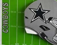 Image 13 of Dallas Cowboys Hand Crafted NFL 3D Wooden Team Helmet Wall Hanging Artwork. 