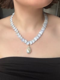 Image 1 of Blue Lace Agate Discs with Baroque Pearl