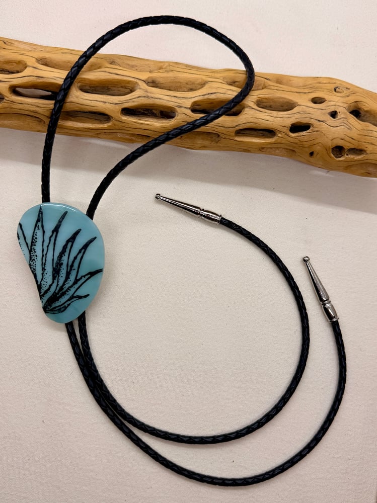 Image of Agave Stamp Kiln-Fired Glass Bolo Tie