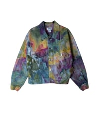 Image 3 of ♻️ UPCYCLED L Ladies 100% Cotton Vintage Jacket in Appalachian Sunset Ice Dye