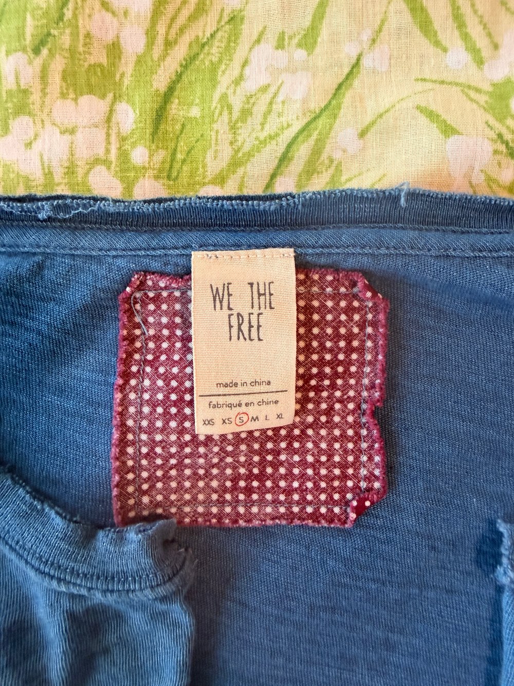 Image of Hand Stamped Free People Top — Scissor Tail Flycatcher & Bandana Sleeves