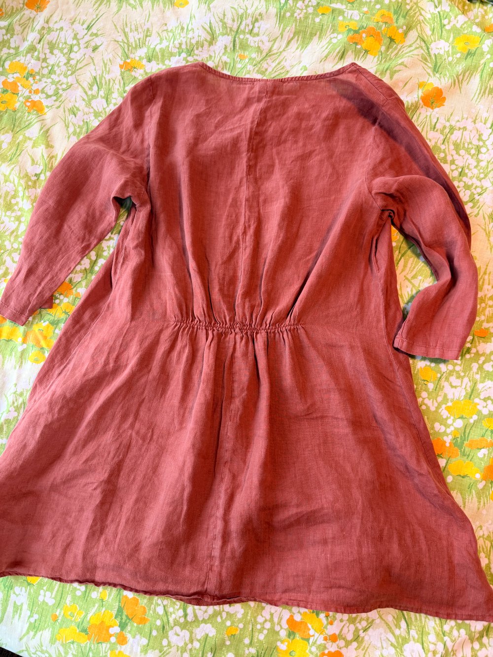 Image of Hand Stamped Linen Tunic Dress — Agave Bloom