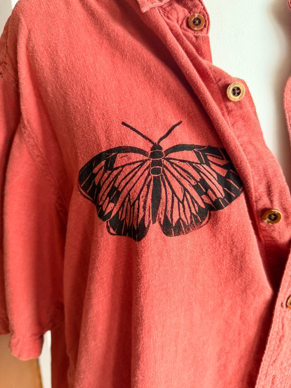Image of Hand Stamped Orvis Hemp Blend Shirt — Butterfly