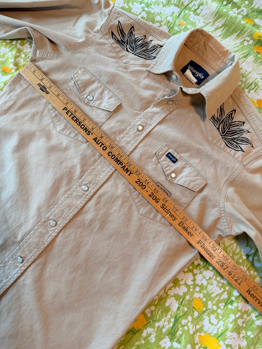 Image of Hand Stamped Vintage Wrangler Pearl Snap — Agave Yoke