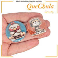 Image 3 of Farm Animal Button Pins or Magnets (1.5"), Pig, Donkey, Cat, Rooster, Lamb