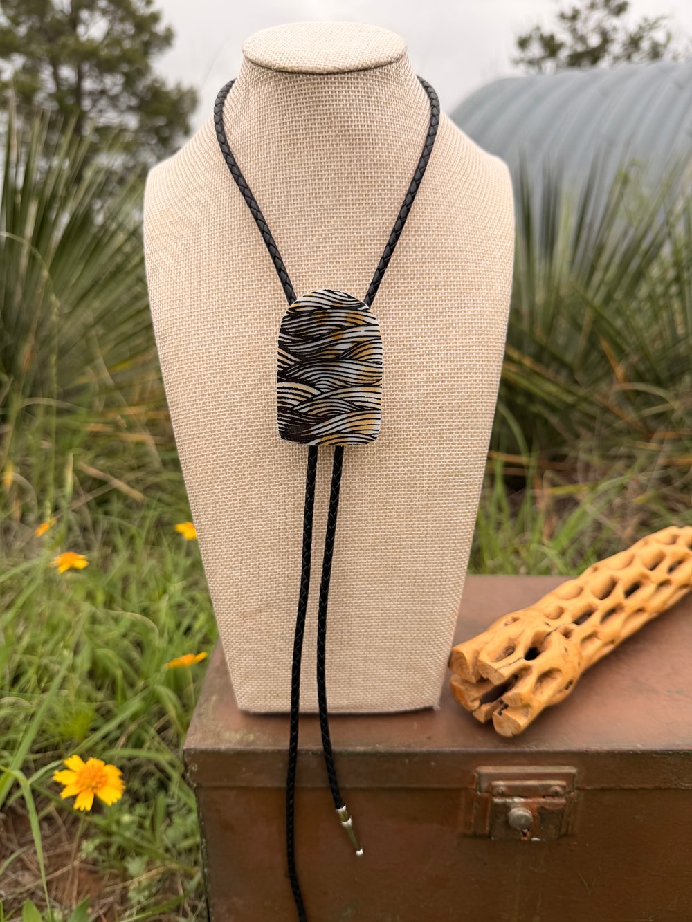 Image of Screen Printed Kiln-Fired Glass Bolo Tie