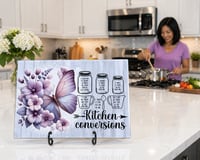 Image 2 of Kitchen Conversion Chart Glass Serving Tray with Stand