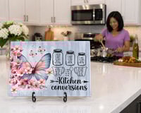 Image 3 of Kitchen Conversion Chart Glass Serving Tray with Stand