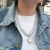 Image 2 of Blue Lace Agate Discs with Baroque Pearl