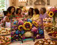 Image 1 of Mother’s Day Glass Serving Tray or Cutting Board with Stand 