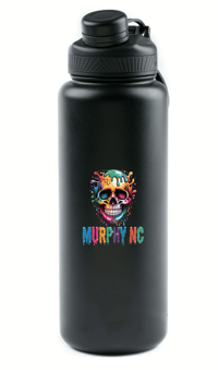 MURPHY MERCH "SKULL" 40 oz Black Stainless Steel Double Wall Water Bottle