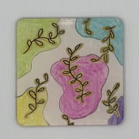 Abstract Botanical Magnet – Handmade Colorful Leaf Art, Modern Mini Fridge Decor