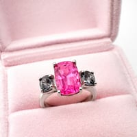 Image 1 of Pink Tourmaline & Gray Spinel Three Stone Ring