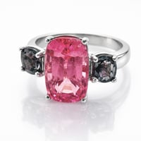 Image 4 of Pink Tourmaline & Gray Spinel Three Stone Ring