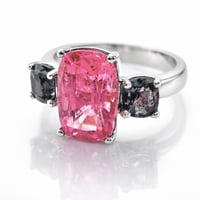 Image 3 of Pink Tourmaline & Gray Spinel Three Stone Ring