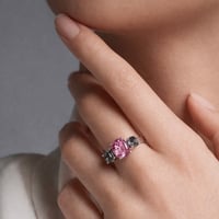 Image 2 of Pink Tourmaline & Gray Spinel Three Stone Ring