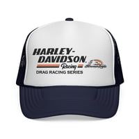Image 1 of Vintage Harley Davidson Drag Racing Trucker Hat Retro - Vintage Motorcycle Cap