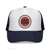 Image 1 of Vintage Lucky Strike Cigarette Trucker Hat - Retro Vintage Cigarette Cap