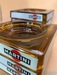Image 2 of French Vintage Martini Amber Glass Bar Ashtray. Mid-century Modern Design