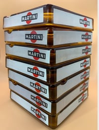 Image 1 of French Vintage Martini Amber Glass Bar Ashtray. Mid-century Modern Design