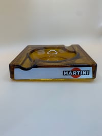 Image 3 of French Vintage Martini Amber Glass Bar Ashtray. Mid-century Modern Design