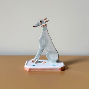 Image of Miniature Whippet Ornament - Blue with stud collar
