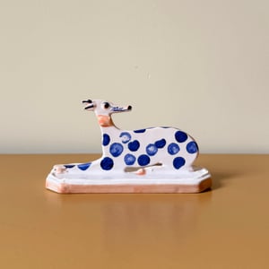 Image of Copy of Miniature Whippet Ornament - Laying down cobalt