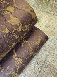 Image 1 of 'Walnut Shimmer' hand marbled paper 