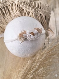 Image 2 of Photo prop | Newborn headband for photoshoot | white and beige
