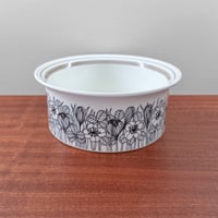 Image 1 of Arabia Finland Krokus Black and White Grey Rim Serving Bowl
