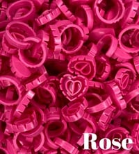 Rose pink heart glue rings (100)