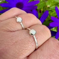 Sterling Silver Stacking Ring with Synthetic White Opal