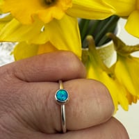 Image 2 of Sterling Silver Stacking Ring with Synthetic Blue Opal