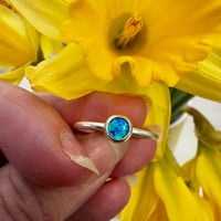 Image 1 of Sterling Silver Stacking Ring with Synthetic Blue Opal