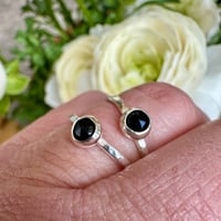 Sterling Silver Stacking Ring with Black Spinel