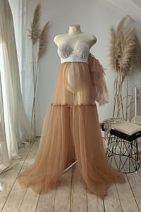 Image 1 of Maternity Photoshoot Dress – Georgina – Light Brown