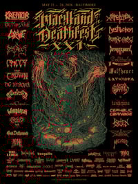 Maryland Deathfest XXI (2026) silkscreened poster (18"x24") (pre-order)