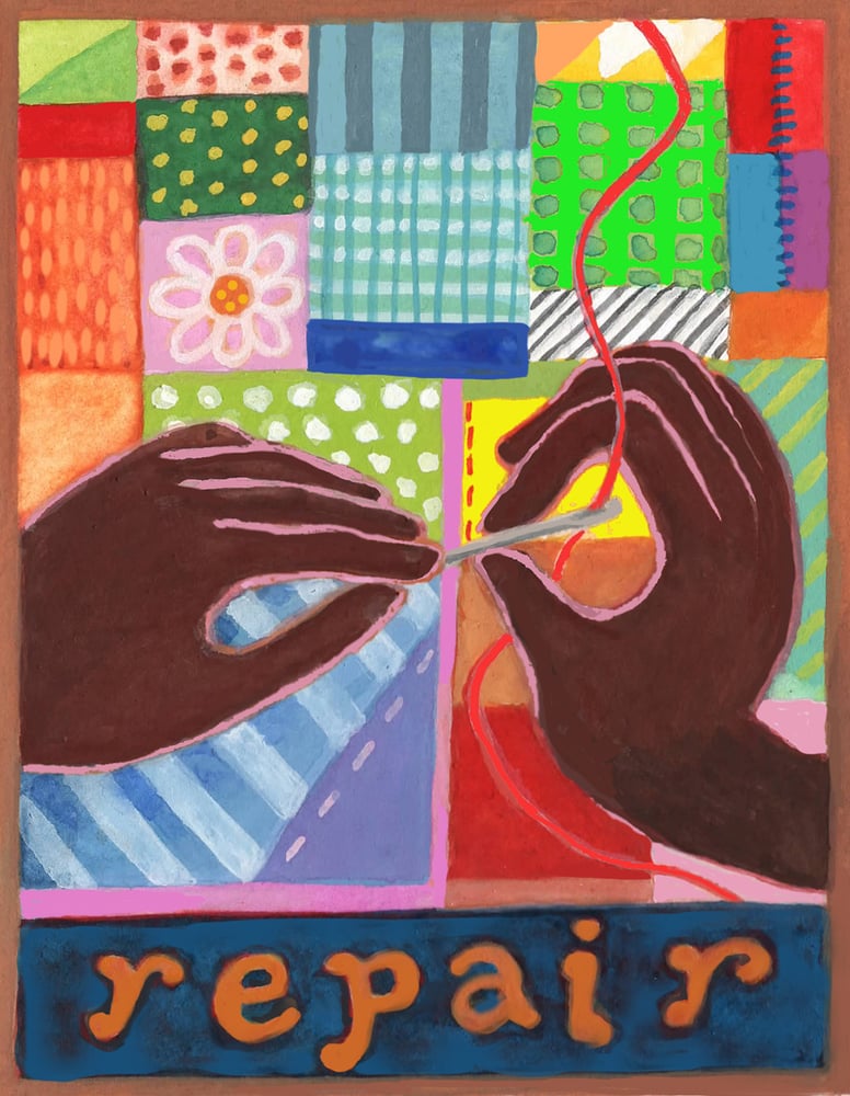 Image of Repair-- illumination series print on wooden plaque-- regular size