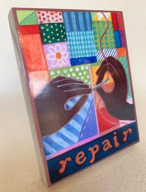 Image of Repair-- illumination series print on wooden plaque-- regular size