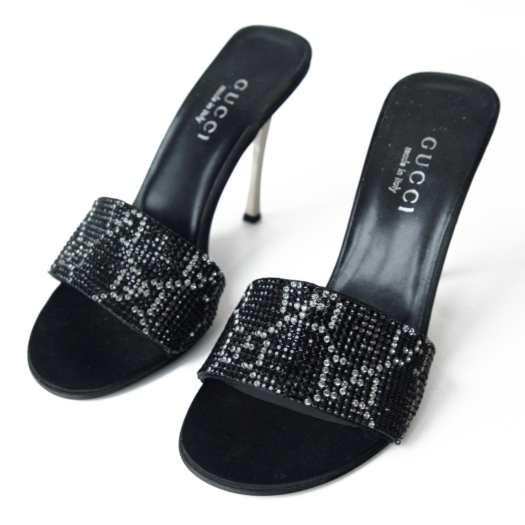 Image of Gucci by Tom Ford 1998 Black Swarovski Crystal Heels