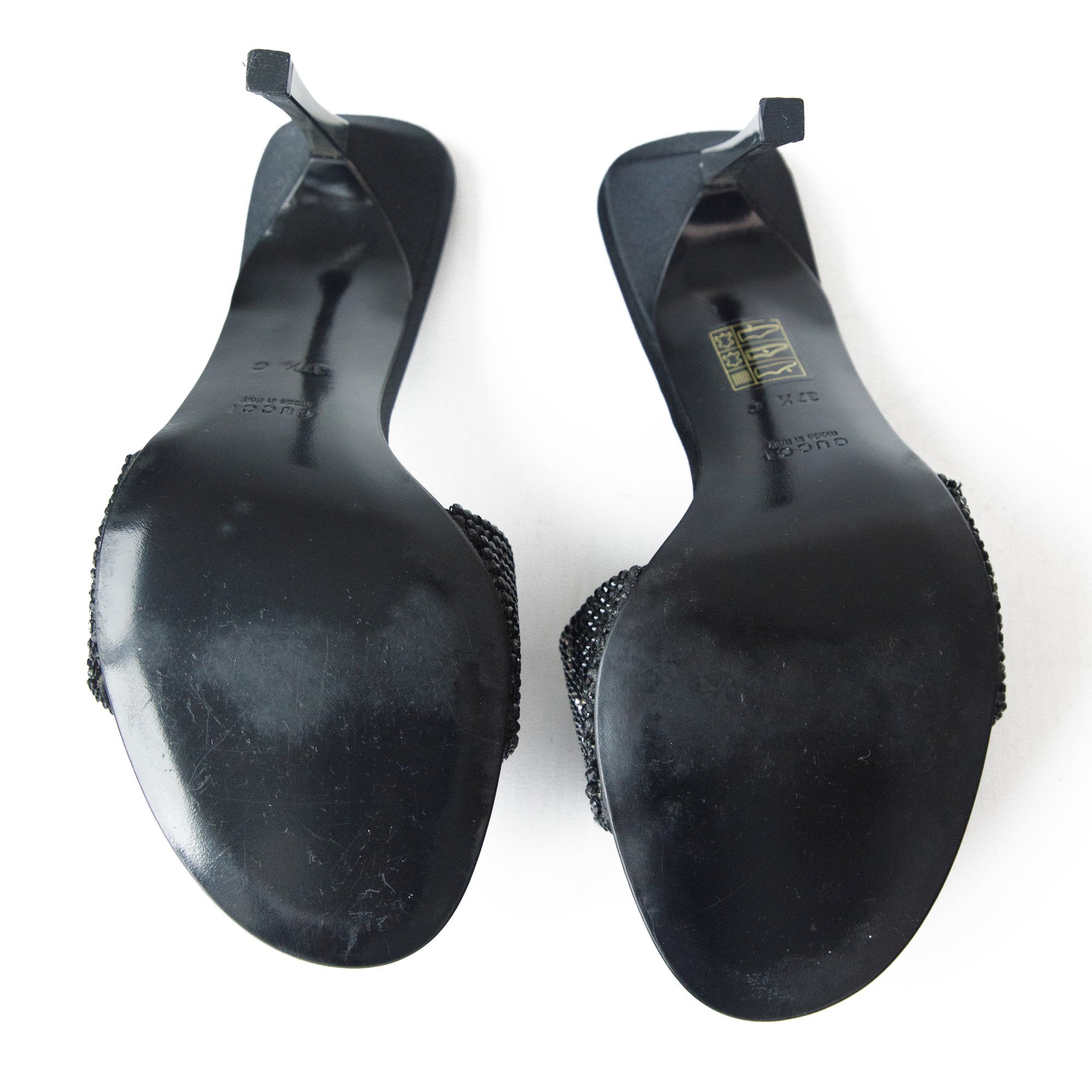 Image of Gucci by Tom Ford 1998 Black Swarovski Crystal Heels