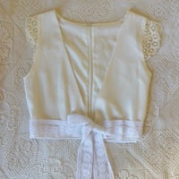 Image 2 of White lace crop top & matching low rise short