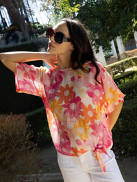 Printed Cotton Gauze Blouse With Side Tie - Dandy