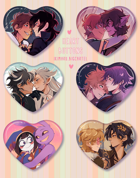Image of Couples Heart Button Pins