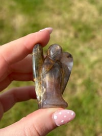 Image 2 of Moss Agate Angel Carving