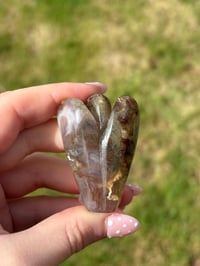 Image 3 of Moss Agate Angel Carving