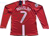 Image 2 of Retro CR7 07/08 UCL Final Man Utd Nike LS Jersey. Match details & patch. Classic Red. Iconic piece.